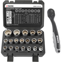 TECPO Steckschlüssel-Satz, SW 8-32 mm, E10-E24,...