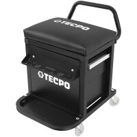 TECPO KFZ Werkstattrollbrett Rollliege 360° drehbar mit 300kg Tragkraft und Kopfstütze + Werkstatt-Rollsitz 150 kg