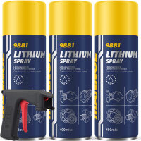 3x400ml MANNOL Lithium Spray + Sprühpistole