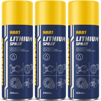 3x400ml MANNOL Lithium Spray + Sprühpistole