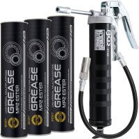 BGS Einhand-Fettpresse + Panzerschlauch + 3x...