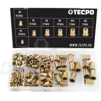 TECPO Nietmutternzangen-Satz 240-tlg. M3-M4-M5-M6-M8-M10 + Nietmuttern Sortiment M3-M12, 190-teilig