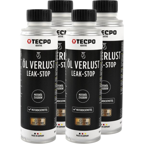 4x TECPO Öl-Verlust Leak Stop ESTER Motordichtmittel, 300 ml