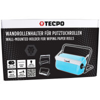 TECPO Putztuchrollen Abroller Wandhalter bis 40cm + 2 Putzpapier 21 cm Breit, 2-lagig