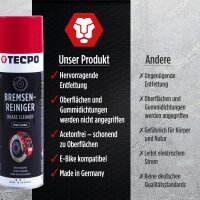 2x TECPO Putzrolle blau 2-lagig, 23x30 cm, MINI-300 + 2x Bremsenreiniger, 500 ml