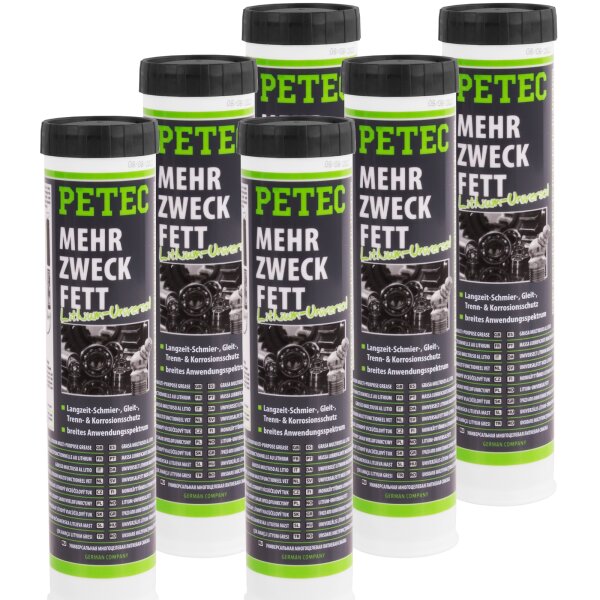 6x PETEC Mehrzweckfett, Kartusche 400g