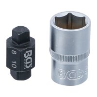TECPO Öldienstschlüssel Satz 1/2 Zoll 6-tlg. + BGS Ölablassschrauben-Einsatz, 8 mm / 10 mm