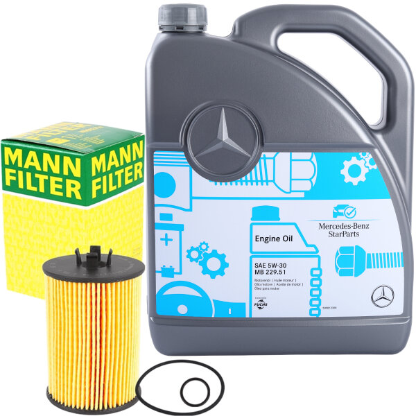 MANN-FILTER Ölfilter + 5W-30 Mercedes Benz Motoröl MB 229.51, 5 Liter