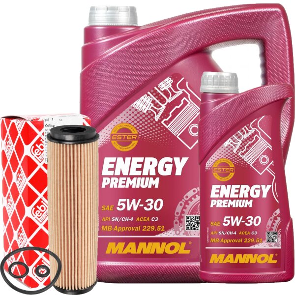 FEBI BILSTEIN Ölfilter + MANNOL Energy Premium 5W-30, 6L