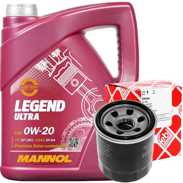 FEBI BILSTEIN 184441 Ölfilter + MANNOL Legend Ultra 0W-20, 5 L