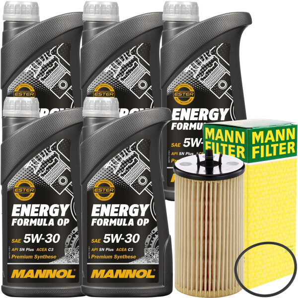 MANN-FILTER Ölfilter + MANNOL O.E.M. 5W-30, 5x1L