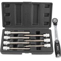 TECPO Steckschlüssel Satz 7-teilig Innensechskant 3/8 Zoll, SW 3-10 mm + Umschaltknarre 3/8"