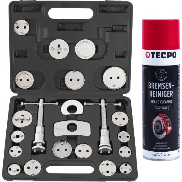 TECPO Bremskolbenrücksteller Satz 22-teillig + Bremsenreiniger 500 mL