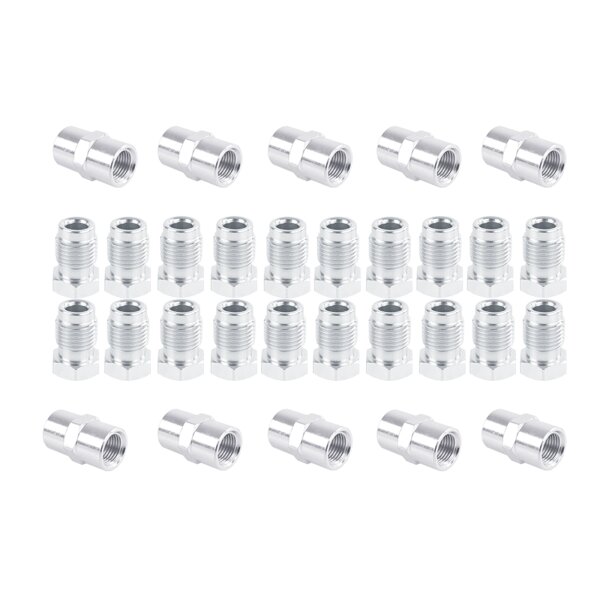 20x Überwurfschrauben + 10 Verbinder M10x1.0, DIN 4.75 F-Bördelung