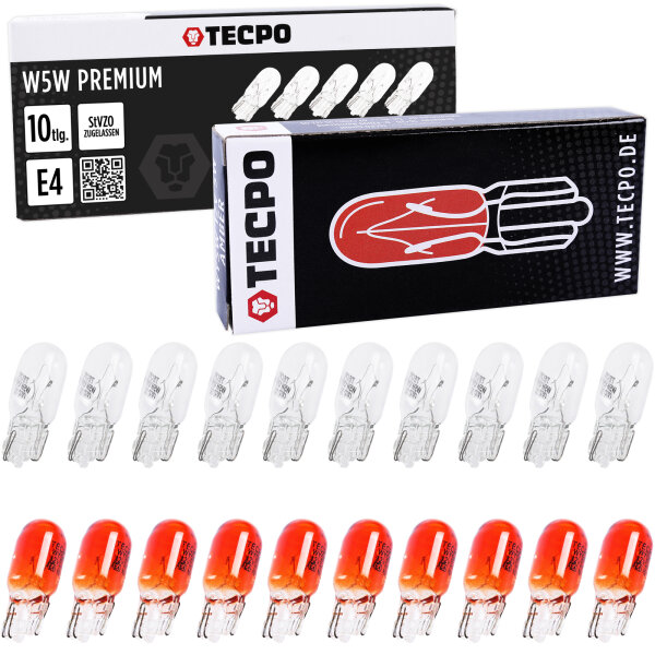 20x Glassockel W5W + 20x Seitenblinker WY5W