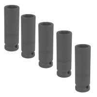 5x TECPO  Kraft-Steckschlüssel-Einsatz, tief, 21 mm