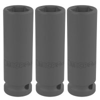3x TECPO Kraft-Steckschlüssel-Einsatz, tief, 22 mm