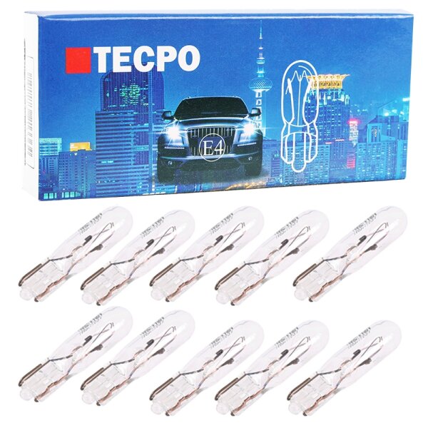 TECPO Tachobeleuchtung W1,2W 12V T5 W2x4.6d Sockel Glassockellampe, 20 Stück