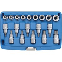 BGS Bit-Einsatz-/Steckschlüssel-Einsatz-Satz | Antrieb Innenvierkant 12,5mm (1/2") | E-Profil / T-Profil (für Torx) | 19-tlg.
