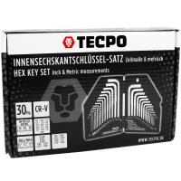 TECPO Innensechskant-Schlüssel-Satz, Zoll+Metrisch für Inbus Schrauben 30-tlg.