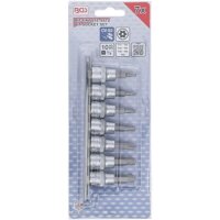 BGS Bit-Einsatz-Set, T-Profil mit Bohrung (für Torx), 10 (3/8), T15-T50, 7-tlg.