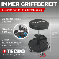 TECPO Werkstatt-Arbeitssitz mit 5 Rollen | Ø 360 mm