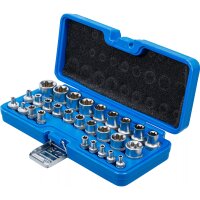 BGS Steckschlüssel-Einsatz-Satz E-Profil Antrieb Innenvierkant 6,3 mm 1/4" / 12,5 mm (1/2") SW E4 - E24 28-tlg.