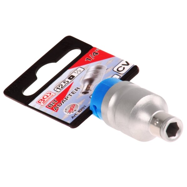 BGS Bit-Adapter mit Haltekugel | Innenvierkant 12,5 mm (1/2") | Innensechskant 6,3 mm (1/4")