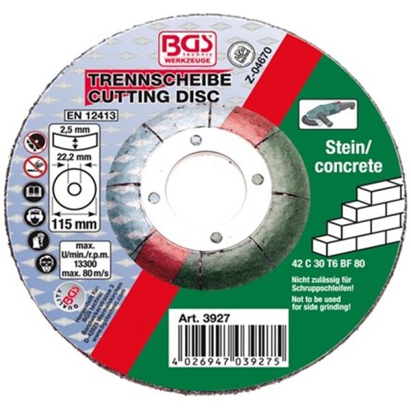 BGS Trennscheibe für Stein | Ø 115 x 2,5 x 22,2 mm | Type 42
