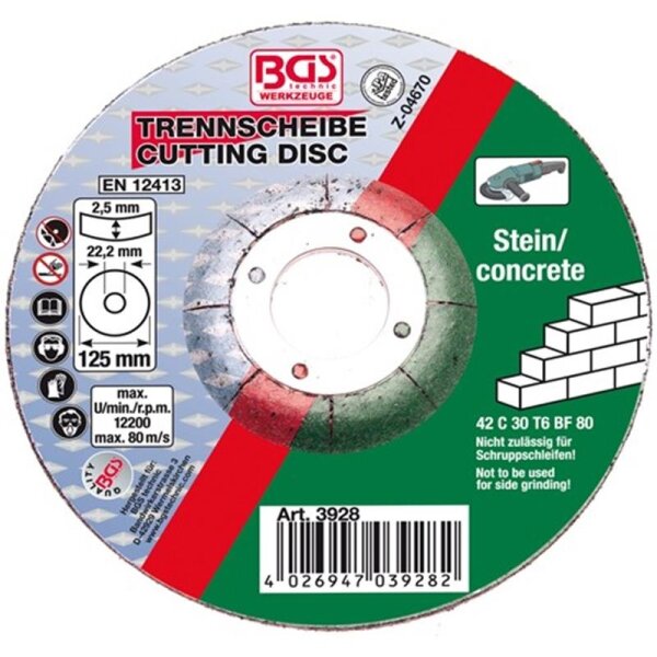 BGS Trennscheibe für Stein 125 x 2,5 mm, Type 42