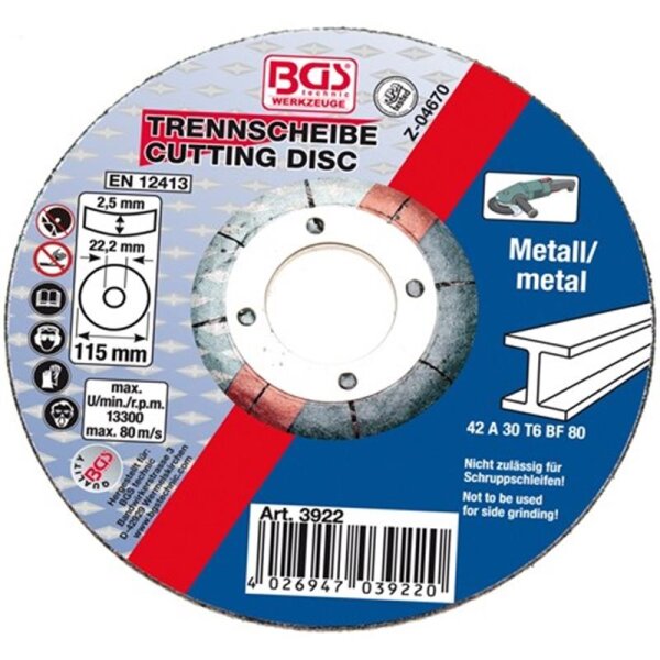 BGS Trennscheibe für Metall 115 x 2,5 mm, Typ 42