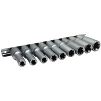 BGS Steckschlüssel-Einsätze, tief, für E-Profil E10-E24, 12,5 (1/2), 9-tlg.