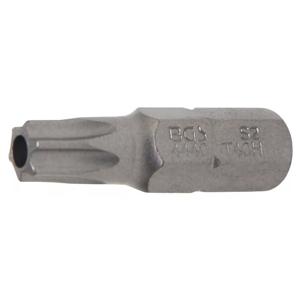 BGS T-Profil T40 Bit mit Bohrung, 30 mm lang, Antrieb Außensechskant 8 mm (5/16)