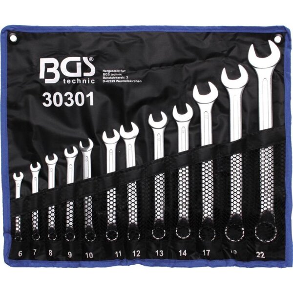 BGS Maulringschlüssel-Set, Ringseite gekröpft, 6-22 mm, 12-tlg.