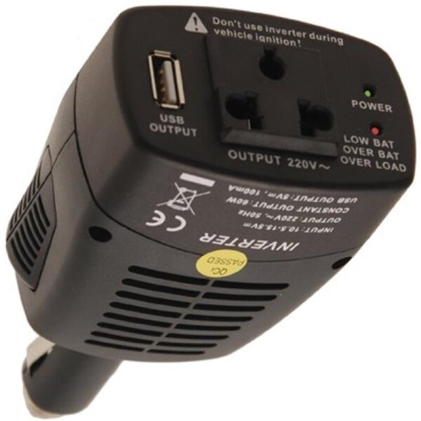 BGS Spannungskonverter 12V auf 220V mit 5V USB-Buchse