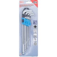 BGS Winkelschlüssel-Satz | extra lang | Innensechskant / Innensechskant mit Kugelkopf 1,5 - 10mm | 9-tlg.