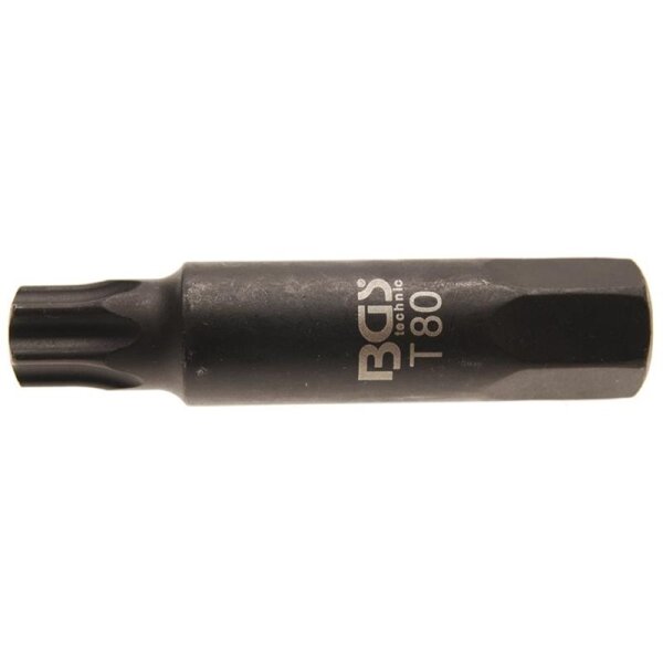 BGS T-Profil Bit ohne Bohrung, 100 mm lang, T80, 22 mm 6-kant
