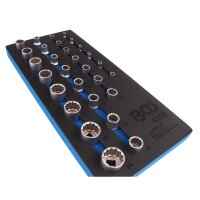 BGS Werkstattwageneinlage 1/3: Steckschlüssel-Einsätze Zwölfkant | 6,3 mm (1/4") / 12,5 mm (1/2") | 29-tlg.