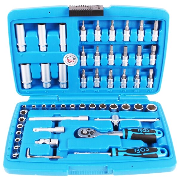 BGS Steckschlüssel Satz 1/4" Ratschenkasten Knarrenkasten Nuss Set 52-tlg. Bit Nuss