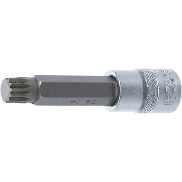 BGS Bit-Einsatz | Länge 100mm | Antrieb Innenvierkant 12,5mm (1/2") | Innenvielzahn (für XZN) M14